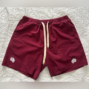 Darc Sport Maroon Athletic Shorts with Cream Drawstring